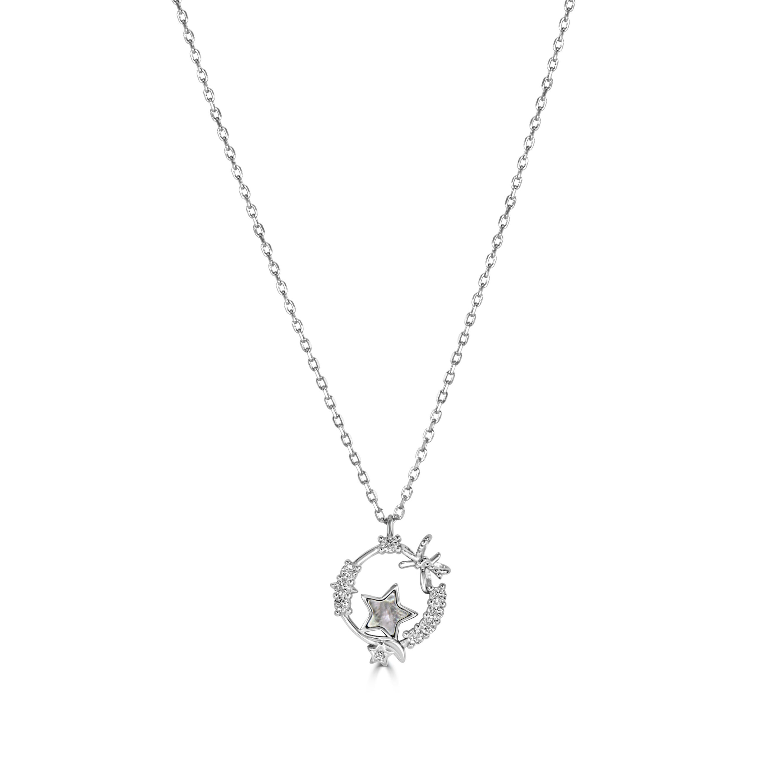 Collier Étoile Cristaux Argent 925 – Pendentif Nœud et Étoile