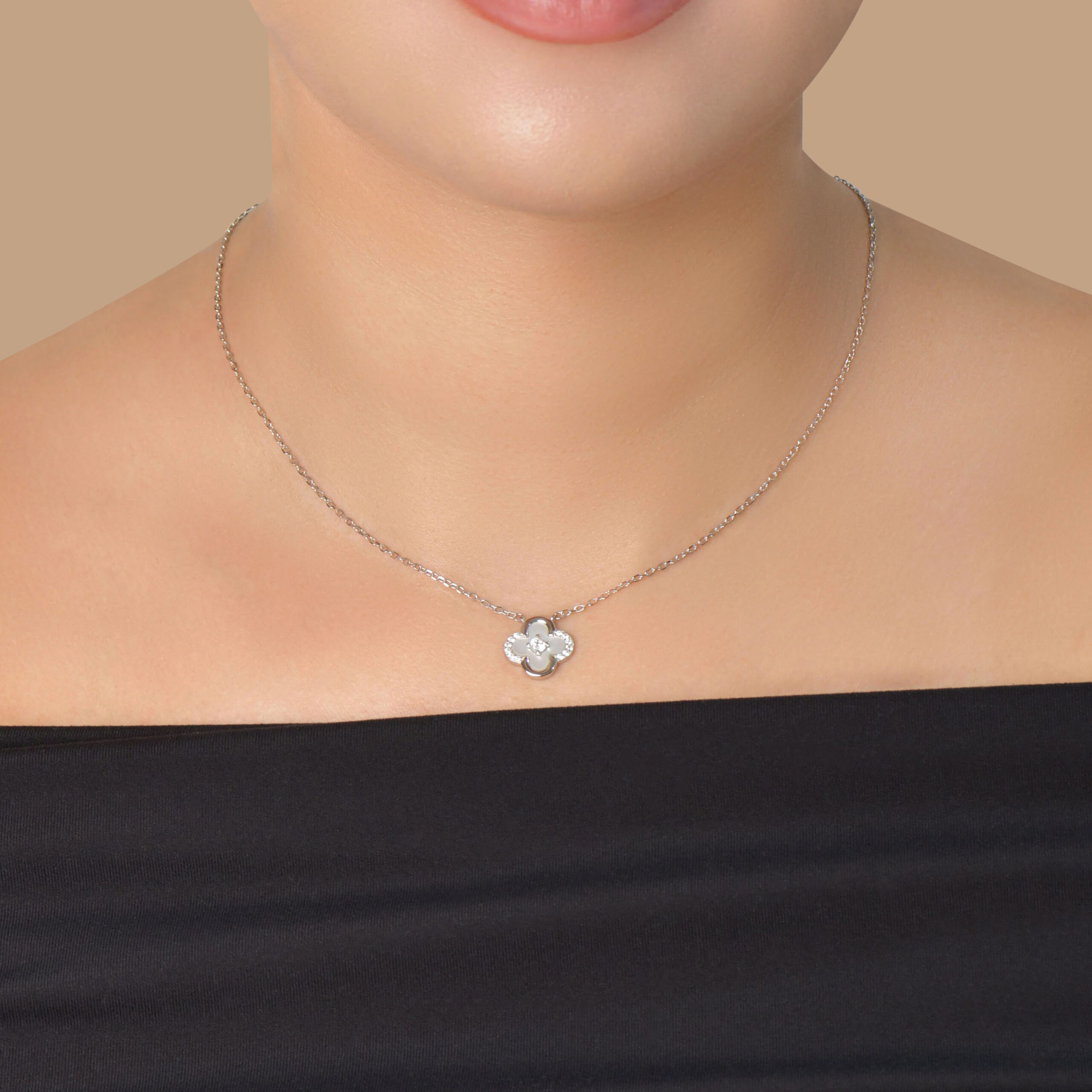 Collier Nœud Argent 925 Cristaux – Bijou Pavé Scintillant, autre vue