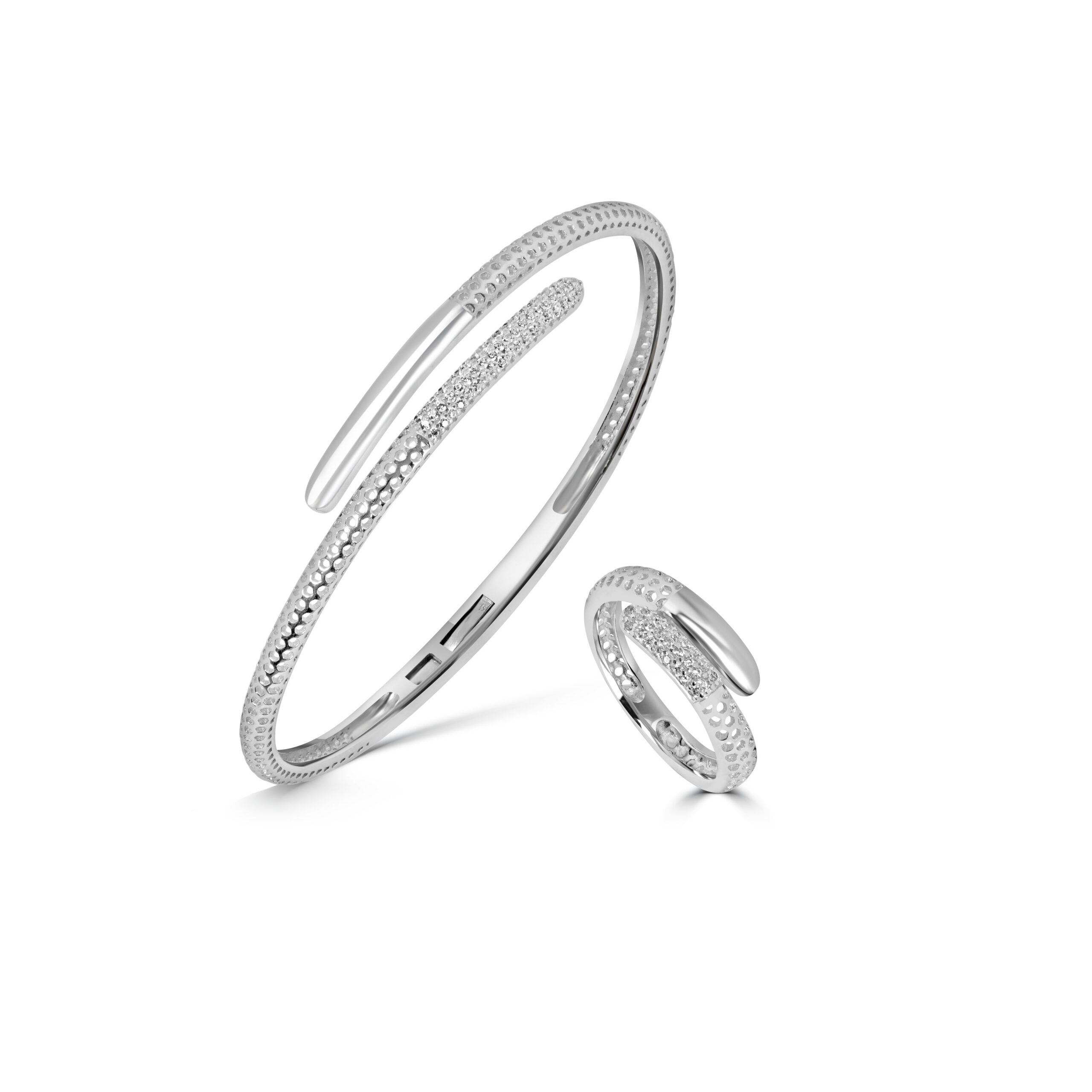 Ensemble Bracelet et Bague "Enlacement Scintillant"